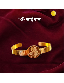 Shirdi Sai Baba Gold-Plated Stainless Steel Kada | Free Size Devotional Bracelet