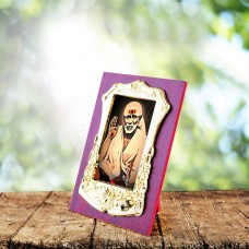 Wooden Golden Shri Sai Small Photo Frame