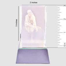 3D Crystal - Shri Sai  Sitting on Stone - With LED light base