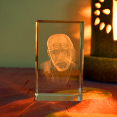 3D Crystal - Shri Sai - Close up  (face) With LED light base