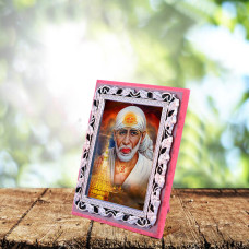 Wooden Bronze Shri Sai Photo Frame