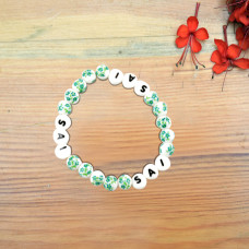 Shri Sai - Ceramic beaded Bracelet ,  White & Green