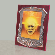 Wooden Bronze Shri Sai Photo Frame