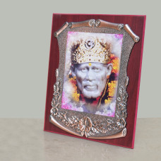Wooden Bronze Shri Sai Photo Frame