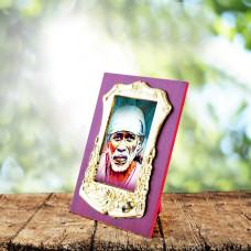 Wooden Golden Shri Sai Small Photo Frame