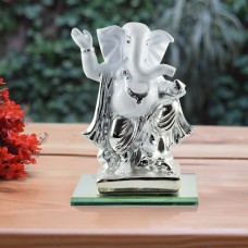 Shri Ganesha Idol -  Standing posture (White Silver)