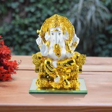 Shri Ganesha Idol (White & Gold)