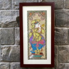 Shri Ganesha Tussar Silk Art Frame