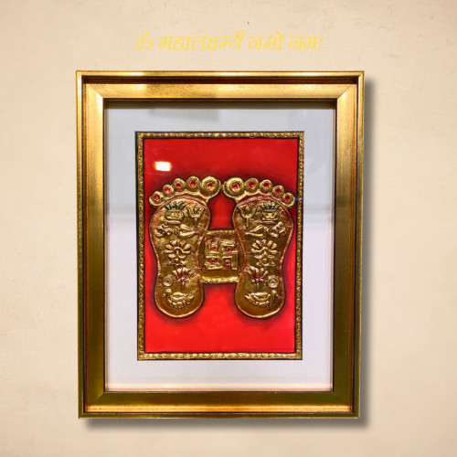 Laxmi Ji Charan - Tanjore Style Hand-Painted Art