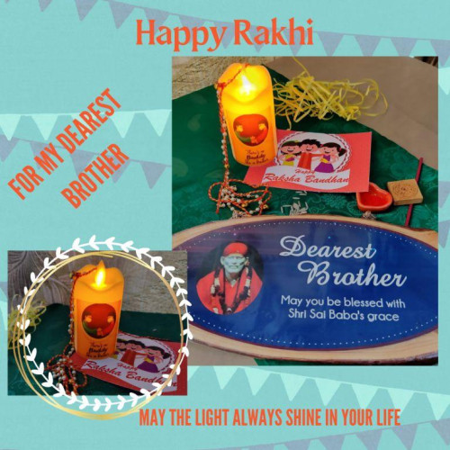 Rakhi Candle Plaque Combo