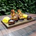 Lakshmi Ganesha - wooden platter with two T-light holders
