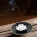 Ceramic handmade Lotus Incense Burner - Classic black ceramic base with matt golden edge