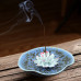 Ceramic handmade Lotus Incense Burner  - Periwinkle blue  base with brown hues