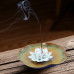 Ceramic handmade Lotus Incense Burner -  Wood brown and leaf green base with brown edges