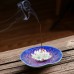 Ceramic  handmade Lotus Incense Burner - Blue ceramic base with cheeky pink hues
