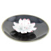 Ceramic handmade Lotus Incense Burner - Classic black ceramic base with matt golden edge