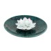 Ceramic handmade Lotus Incense Burner  - Dark Persian green ceramic base