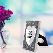 Metal Hammered Heart Photo Frame (Silver)