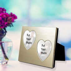 Metal Heart Dual Photo Frame (Golden)