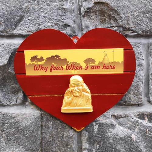 MDF Heart With Sai Statue (Wall/Door Decor)