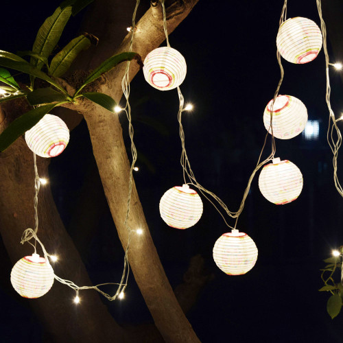 Paper Lamp with Led String Lights ( Set of 10)