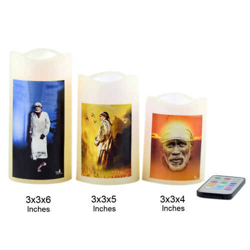 Shri Sai Flameless Candles with remote - Set of 3