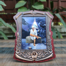 Wooden Bronze Shri Sai Photo Frame