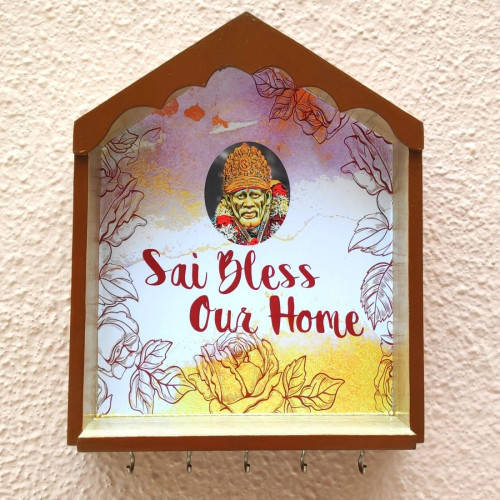 Shri Sai Wooden Key Holder