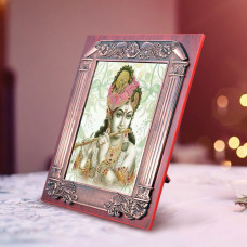 Wooden Bronze Shri Krishna Photo Frame