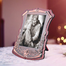 Wooden Bronze Shri Sai Photo Frame