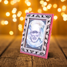 Wooden Bronze Shri Sai Photo Frame