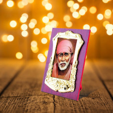 Wooden Golden Shri Sai Small Photo Frame