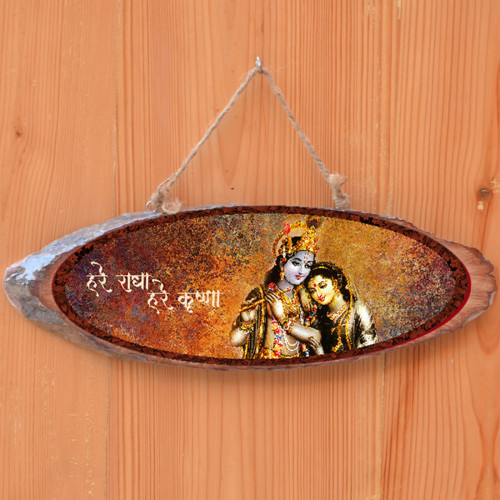 Shri Radha Krishna Wood Slice Big