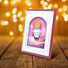 Wooden Silver Finished Shri Sai Photo Frame