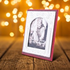 Wooden Silver finished Shri Sai Photo Frame