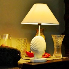 Unique Table Lamp with a Oyster Shell Base