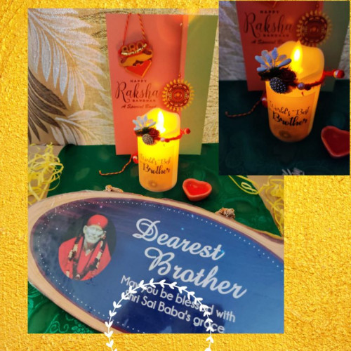 Rakhi Candle Plaque Combo