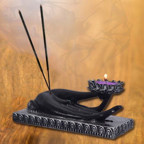 Hand 'Mudra' - T light & Incense Holder - Inner Peace 