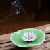 Ceramic handmade Lotus Incense Burner ; Leaf green ceramic base