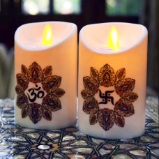 Premium Realistic LED Candle Combo (Om & Swastik)