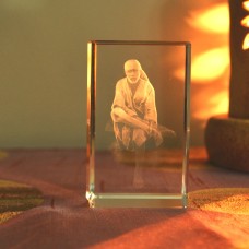 3D Crystal - Shri Sai sitting on Stone